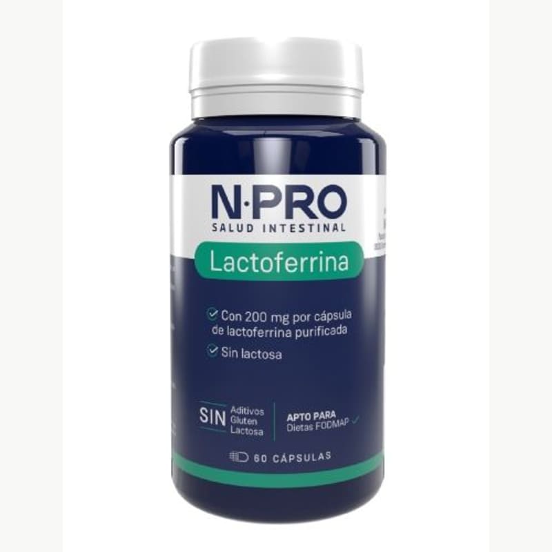 Envase de Lactoferrina 60 cápsulas, NPro