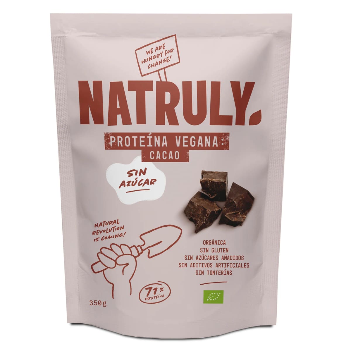 Envase de Proteína Vegana 70%chocolate BIO, Natruly